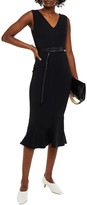Thumbnail for your product : Victoria Beckham Belted Fluted Cady Midi Dress