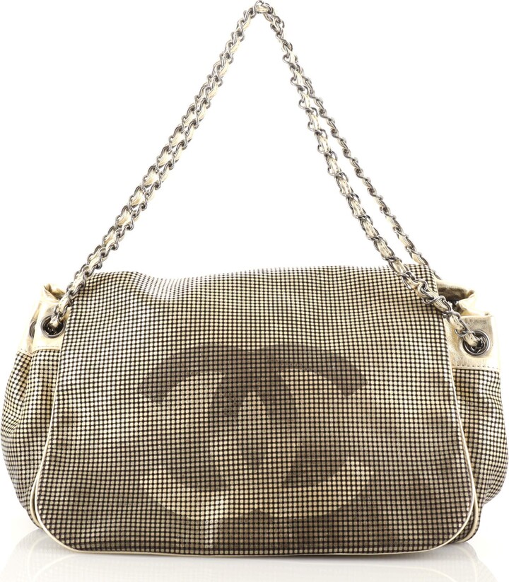 Chanel Vintage Classic Single Flap Bag Camellia Perforated Patent Small
