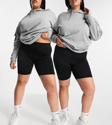Thumbnail for your product : ASOS Curve ASOS DESIGN Curve 2 pack basic legging shorts in black