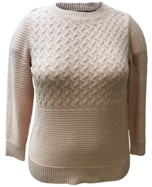 Karen Scott Plus Size Mixed-Stitch Sweater, Created for Macy's