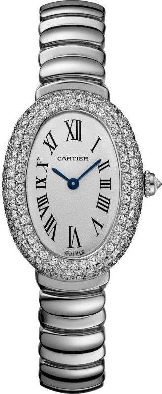 Cartier Small White Gold And Diamond Baignoire Watch