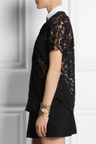 Thumbnail for your product : Valentino Contrast-collar cotton-blend lace shirt