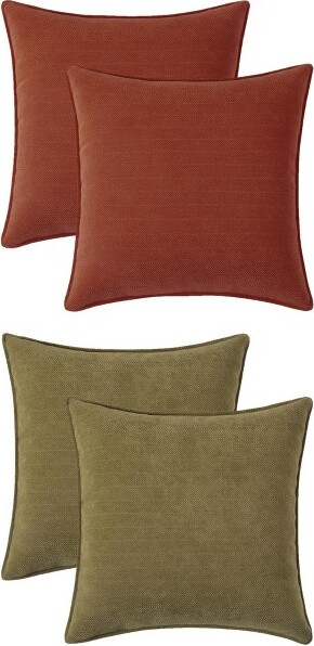 REGALWOVEN4PcsSolidChenilleSoftCouchThrowPillowCoversforSofaLivingRoomHomeDecor20x20InchGreen/SiennaColor