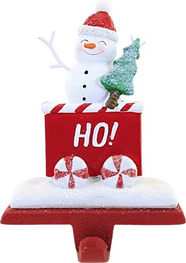 Transpac Christmas4.5InchChristmasTrainStockingHolderChristmasStockingHolder,SnowmanSantaTreeScarfCane(1PC)
