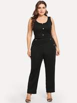 Thumbnail for your product : Shein Plus Button Front Tank Top & Pants Set