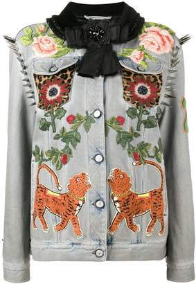Gucci King Charles Spaniel studded denim jacket