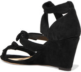 Thumbnail for your product : Alexandre Birman Lolita Anabela Bow-embellished Suede Wedge Sandals - Black