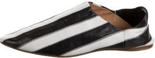 Acne Studios Leather Loafers Black & White Striped Semi-Pointed Toes Unfortunately due to restrictions this item may not be eligible for shipping in all areas.