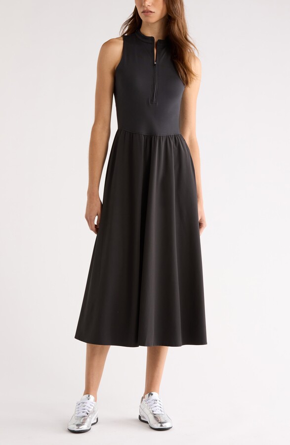 Zella Atlas Zip Front Sleeveless Midi Dress
