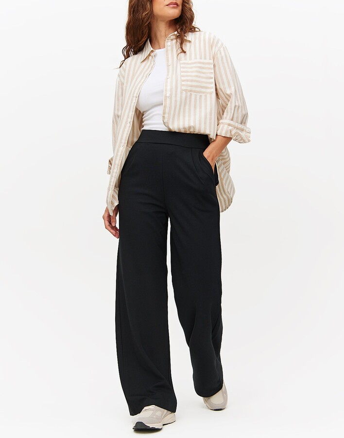 Tu Black Ponte Wide Leg Trousers - ShopStyle