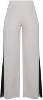 Thumbnail for your product : PrettyLittleThing Black Contrast Side Panel Split Hem Wide Leg Trouser