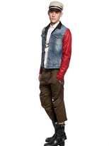 Thumbnail for your product : DSquared 1090 Stretch Cotton Denim & Leather Jacket