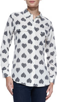 Thumbnail for your product : Equipment Slim Signature Heart-Print Silk Blouse (Stylist Pick!)
