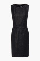 Thumbnail for your product : Love Moschino Leather-trimmed metallic houndstooth stretch-crepe dress