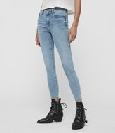 Thumbnail for your product : AllSaints Grace Ankle Fray Mid-Rise Skinny Jeans, Light Indigo Blue