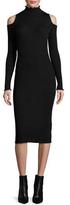 Thumbnail for your product : Rebecca Taylor Cold-Shoulder Ribbed Merino Midi Dress, Black
