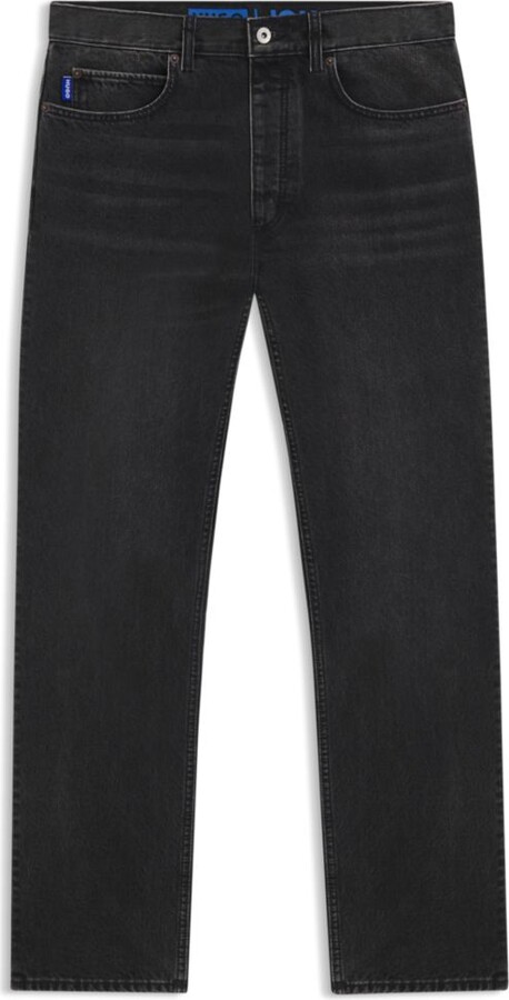 Regular-fit jeans in black washed denim
