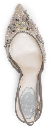 Rene Caovilla Crystal-Embellished Lace Sling-Back Sandals