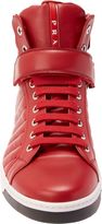 Thumbnail for your product : Prada Quilted Leather High-Top Sneakers-Red