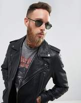 Thumbnail for your product : Reclaimed Vintage Inspired Metal Round Sunglasses In Black
