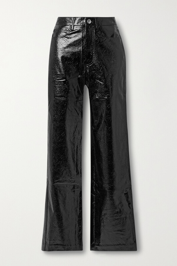 Rotate by Birger Christensen Rotie Snake-effect Vegan Leather Straight-leg  Pants - Black - DK42 - ShopStyle Dress Trousers