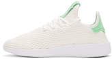 Thumbnail for your product : adidas x Pharrell Williams White and Green Tennis Hu Sneakers