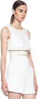 Thumbnail for your product : Alexander McQueen Cotton-Blend Cropped Top in Bone & White