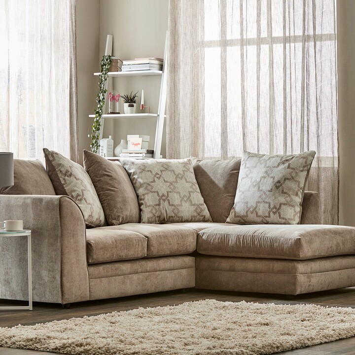 SofasWorld Collection Washington Brushed Chenille Corner Sofa Brown