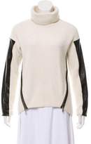 Thumbnail for your product : Milly Leather-Accented Turtleneck Sweater