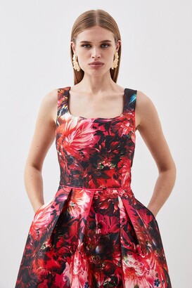 Petite Floral Applique Woven Strappy Maxi Dress