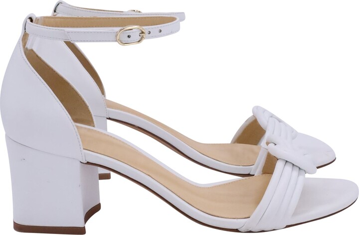 Alexandre Birman Vicky Block Heel Sandals in White Leather
