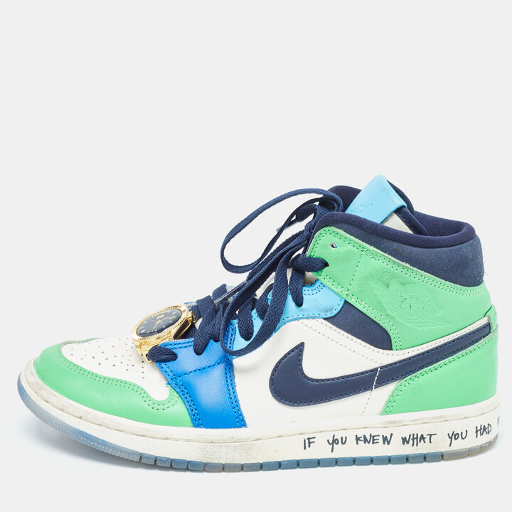 Air Jordans Air Jordan X Melody Ehsani Multicolor Leather Jordan 1 Mid SE Fearless Sneakers Size 38