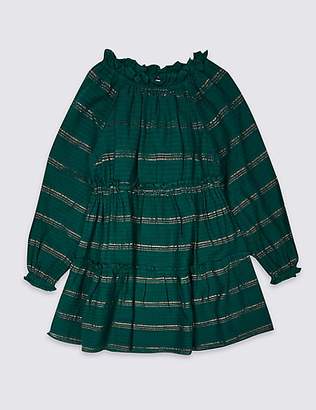 Marks and Spencer Cotton Rich Striped Dress (3-16 Years)