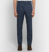 Thumbnail for your product : Zanella Navy Noah Slim-Fit Prince Of Wales Checked Linen-Blend Trousers
