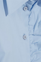 Thumbnail for your product : Prada Ruffled Cotton-blend Poplin Shirt - Sky blue