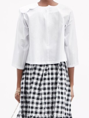 COMME DES GARÇONS GIRL Heart Cutout-collar Cotton-poplin Top - White