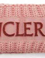 Thumbnail for your product : Moncler Velvet Logo Wool Headband - Womens - Light Pink