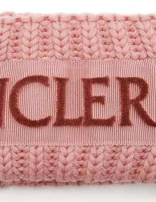 Moncler Velvet Logo Wool Headband - Womens - Light Pink