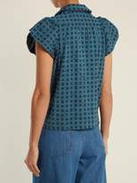Thumbnail for your product : Ace&Jig Monet Ruffle Sleeved Geometric Jacquard Cotton Top - Womens - Blue