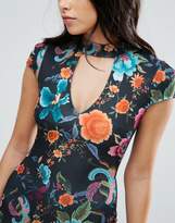 Thumbnail for your product : Jessica Wright Choker Neck Printed Midi Dress