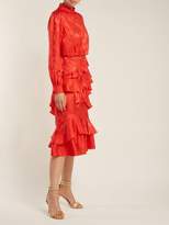 Thumbnail for your product : Saloni Isa Floral Jacquard Silk Dress - Womens - Red