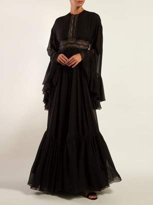 Giambattista Valli Lace-trimmed Silk Crepe De Chine Gown - Womens - Black