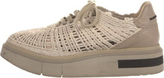 Manuel Barceló Raffia Low Top Sneakers Neutrals Leather & Rubber Trim Round-Toes Platform Lace-Up Closure at Uppers | Manuel Barceló Raffia Sneakers in Neutrals, Women's 9.5