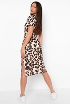 Thumbnail for your product : boohoo Tall Side Split Belted Leopard T-shirt Dress