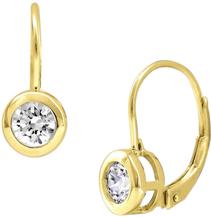 Mia Diamonds 14k Yellow Gold 7x5mm Oval Mount St Helens Leverback Earrings 