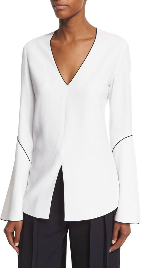 Derek Lam 10 Crosby Split Hem Blouse In White