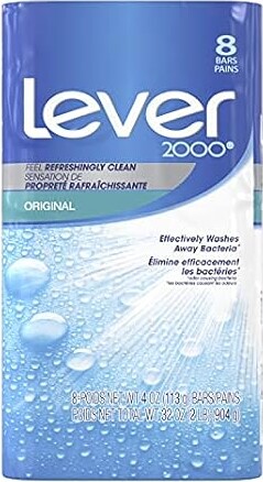 Generic Brand Lever 2000 Bar Soap Refreshing Body Soap and Facial Cleanser Original Effectively Washes Away Bacteria 4 oz 8 Bars