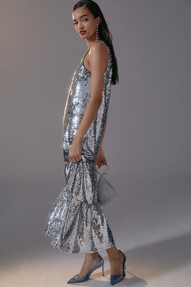 Maeve One-Shoulder Sequin Dress Silver