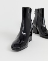 Thumbnail for your product : Steve Madden Roxter black patent mid heeled ankle boots with square toe