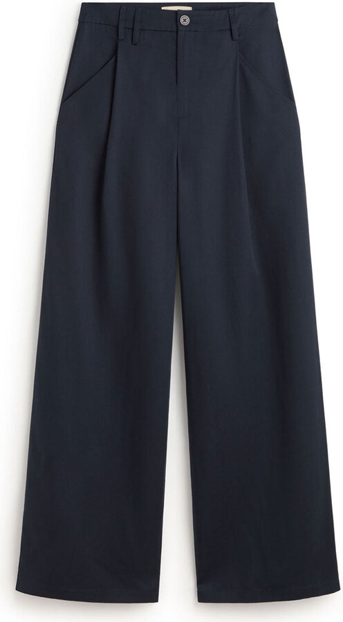 Thinking Mu Blue Wide Leg Pleat Molly Pants